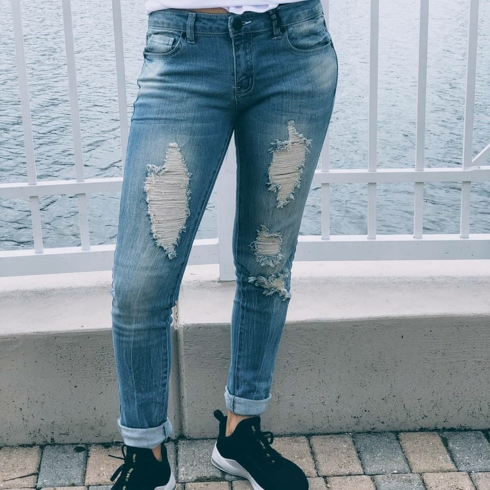 Distressed jeans